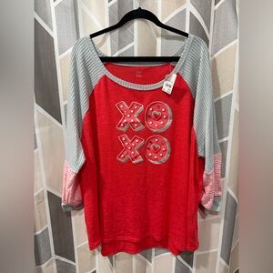 Cato Red and Gray XOXO Top